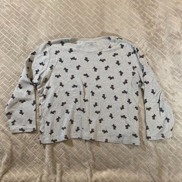 croft & barrow Tops - Croft & Barrow Womens XL Petite Long Sleeve T Shirt Gray Scottish Terrier Dog